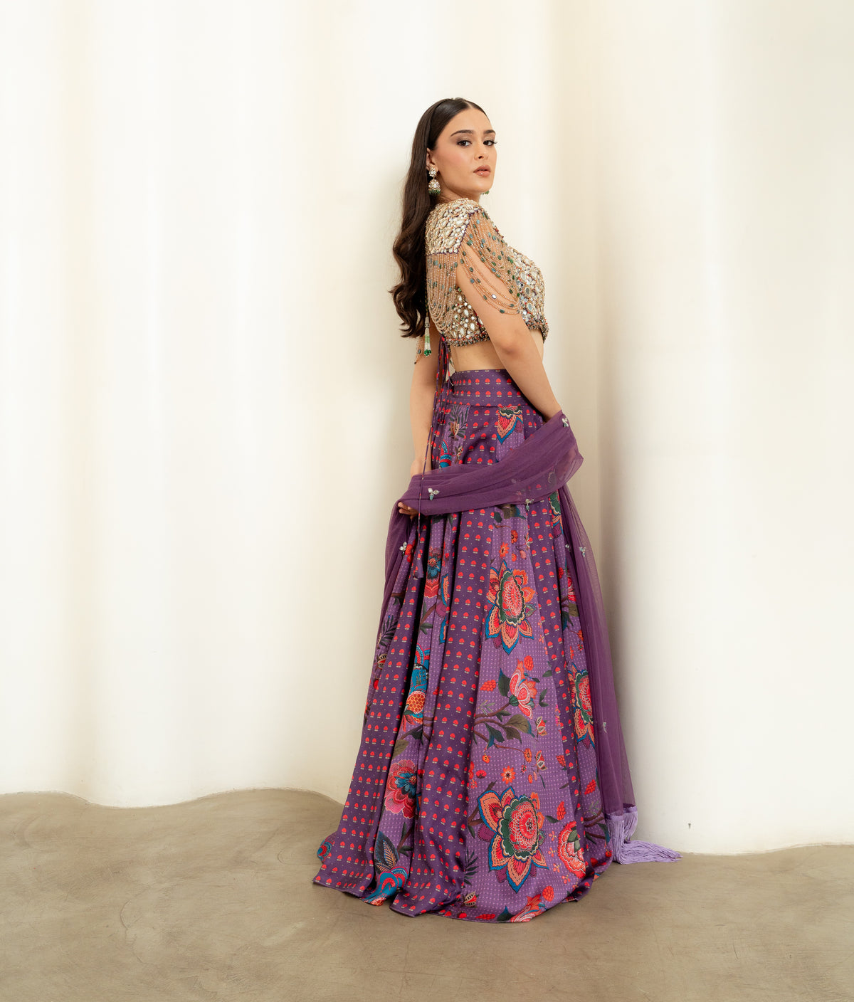 PURPLE MULTI PANEL LEHENGA