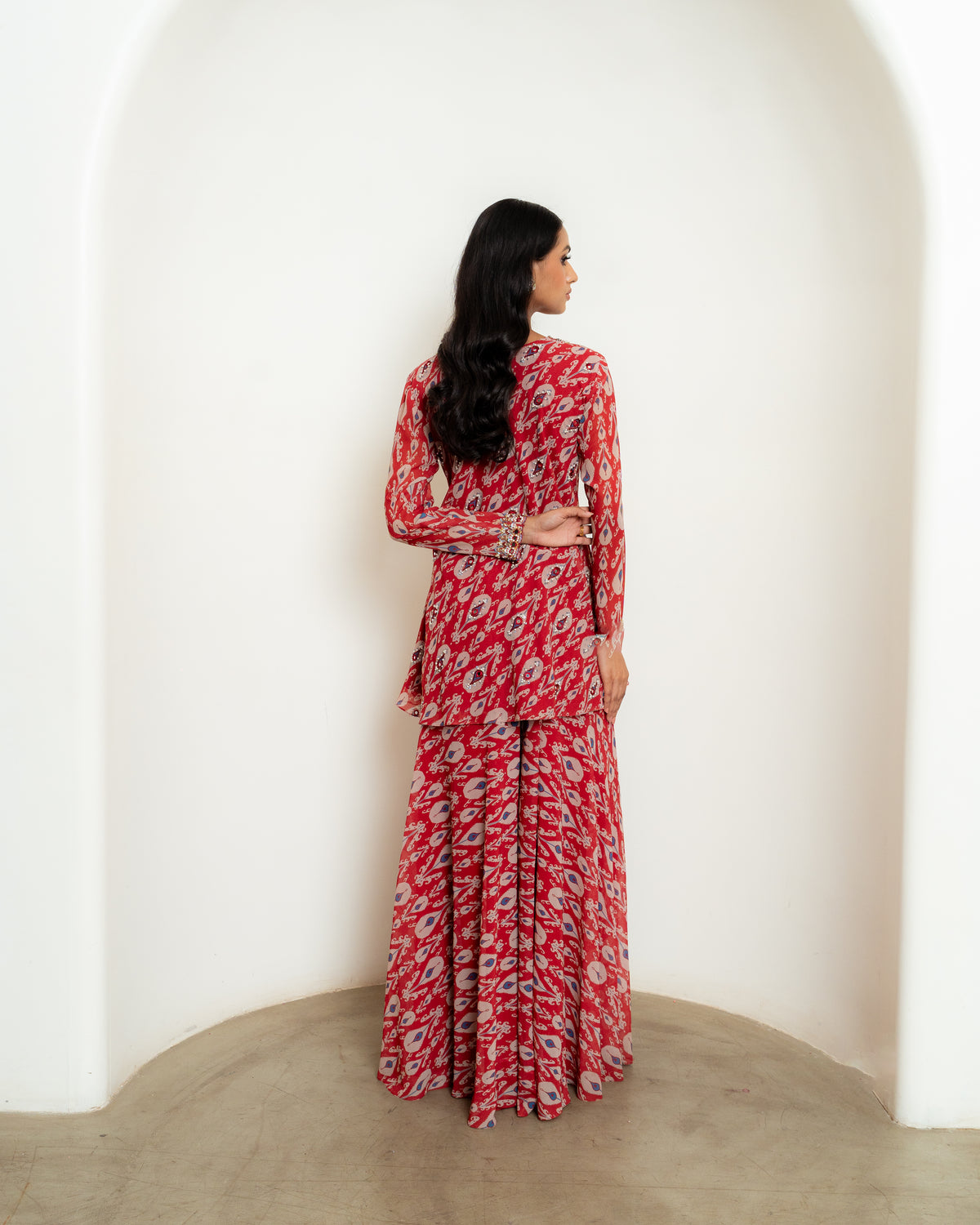 RED IKAT SHORT TOP SET