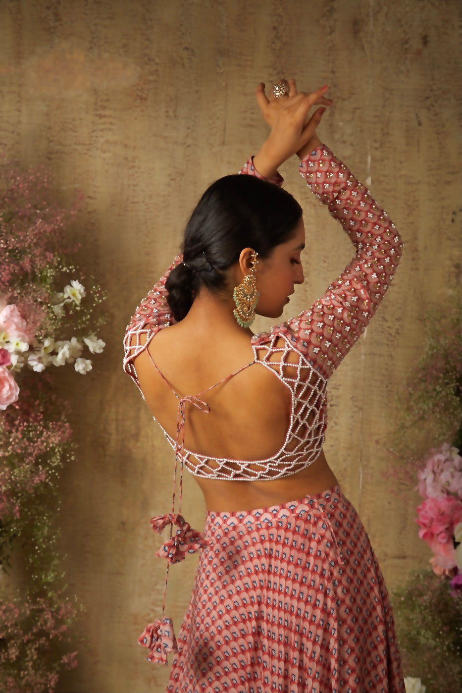 RED PRINT LEHENGA SET