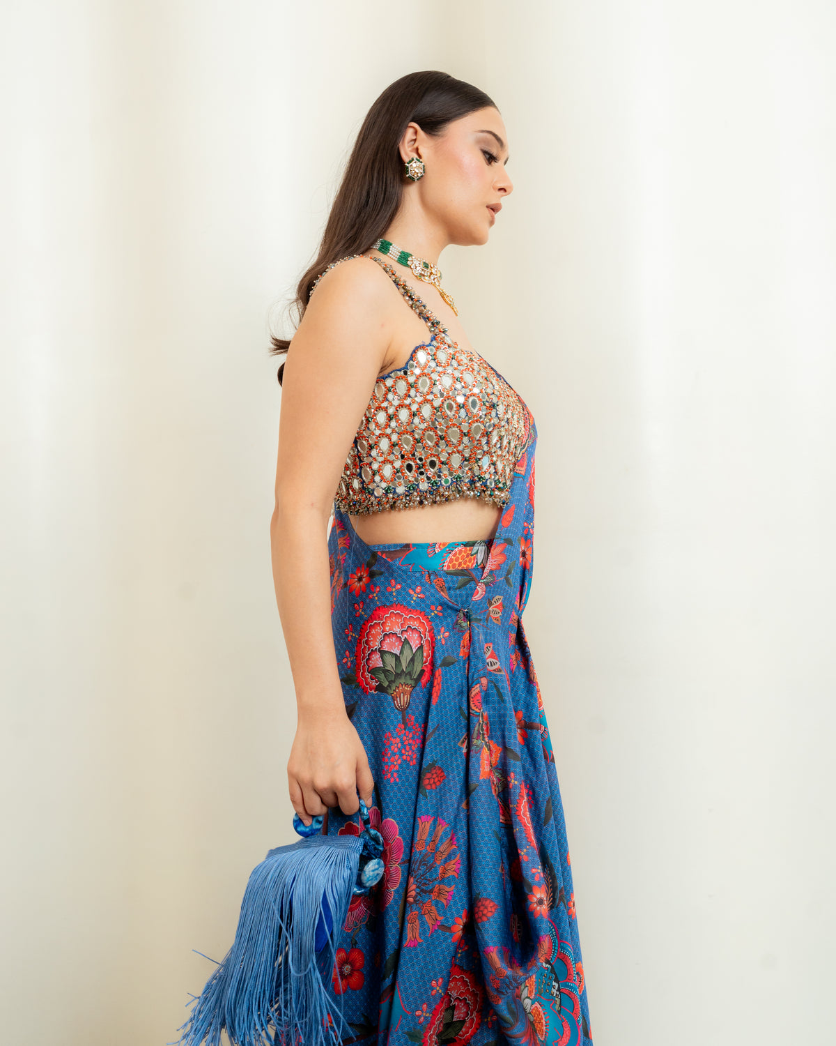 SIGNATURE BLUE DRAPE JACKET SET