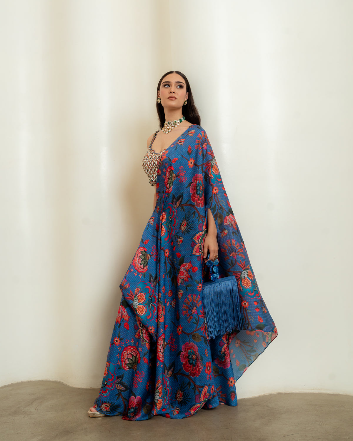 SIGNATURE BLUE DRAPE JACKET SET