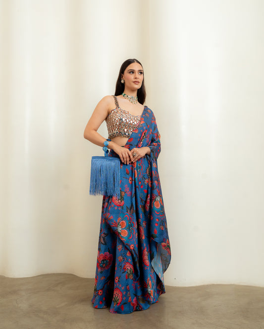 SIGNATURE BLUE DRAPE JACKET SET