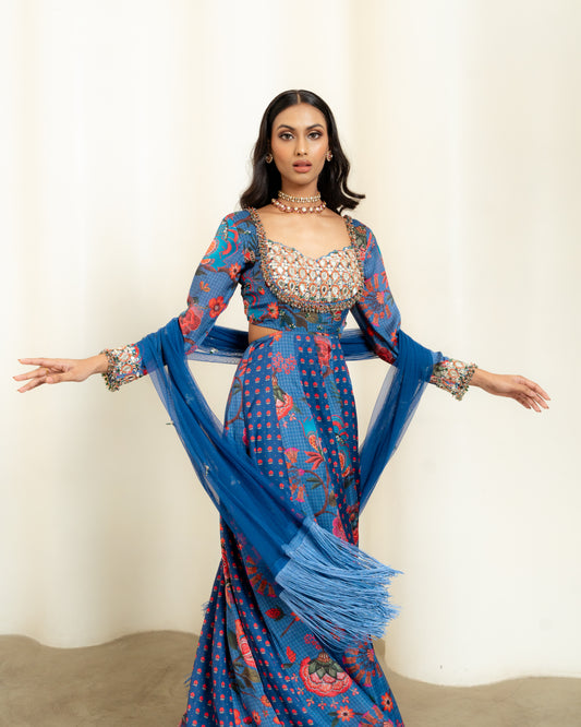 BLUE CUT OUT ANARKALI
