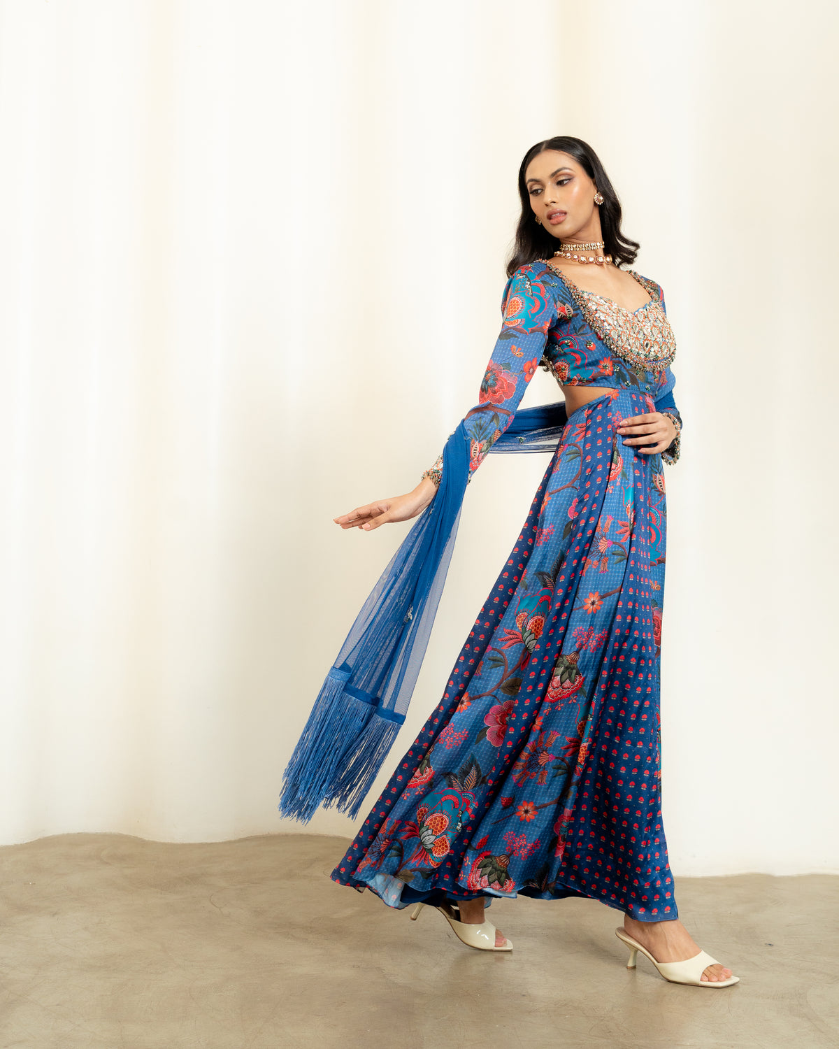 BLUE CUT OUT ANARKALI