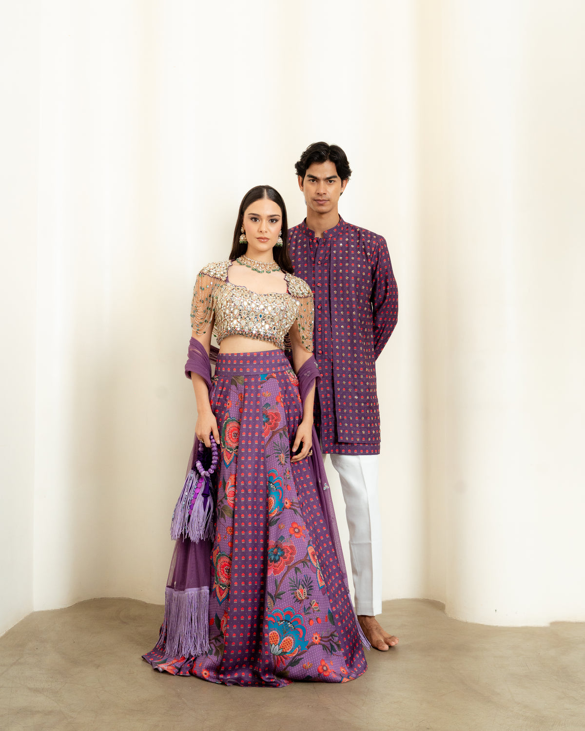 PURPLE MULTI PANEL LEHENGA