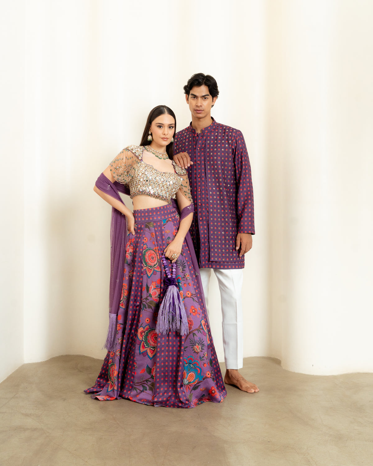 PURPLE MULTI PANEL LEHENGA