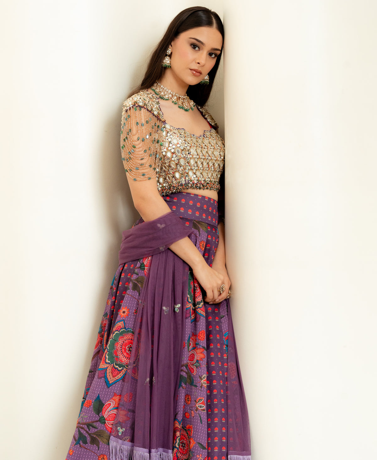 PURPLE MULTI PANEL LEHENGA