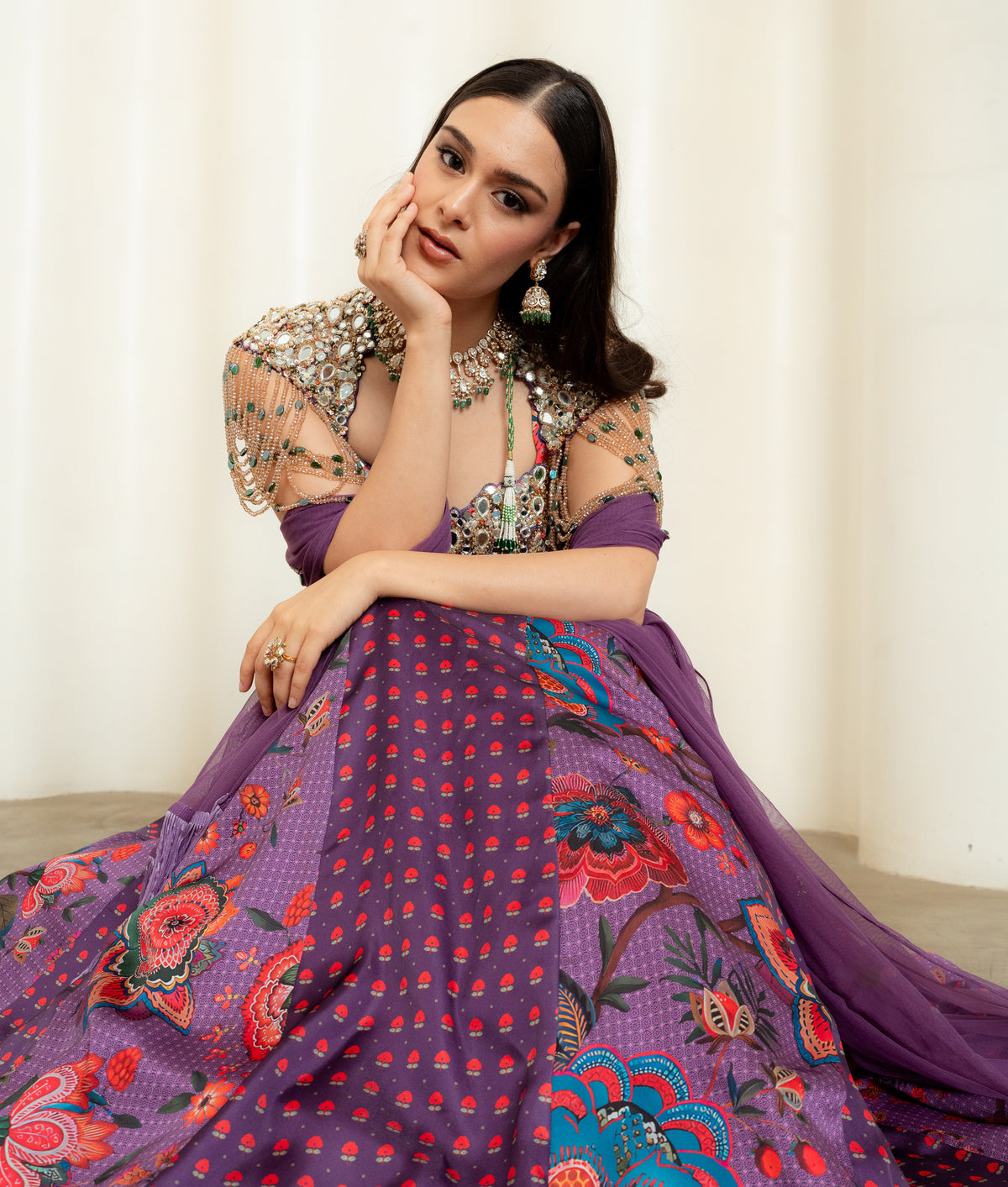 PURPLE MULTI PANEL LEHENGA