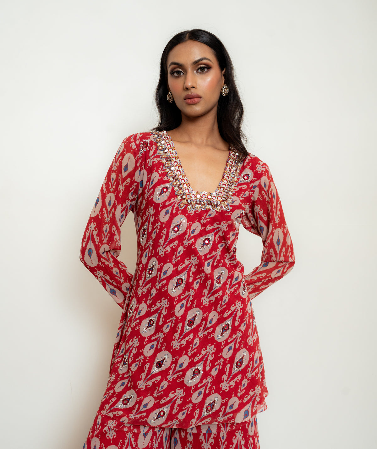 RED IKAT SHORT TOP SET