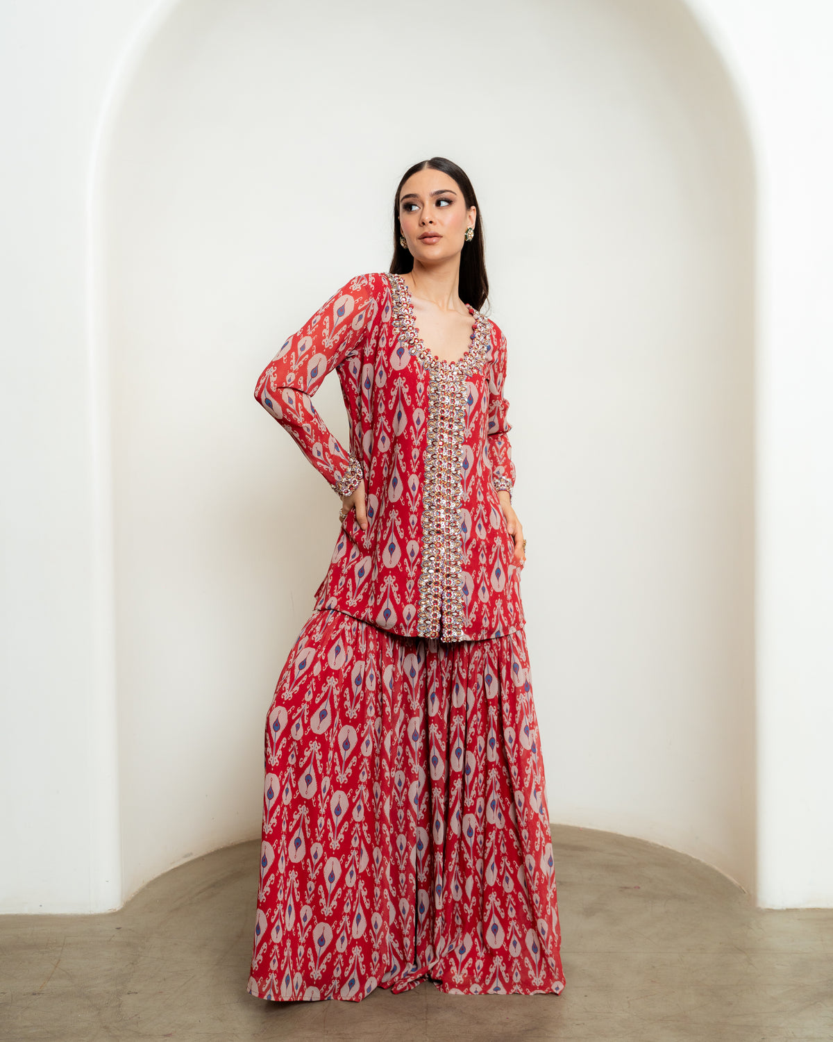 IKAT PRINTED SHARARA SET