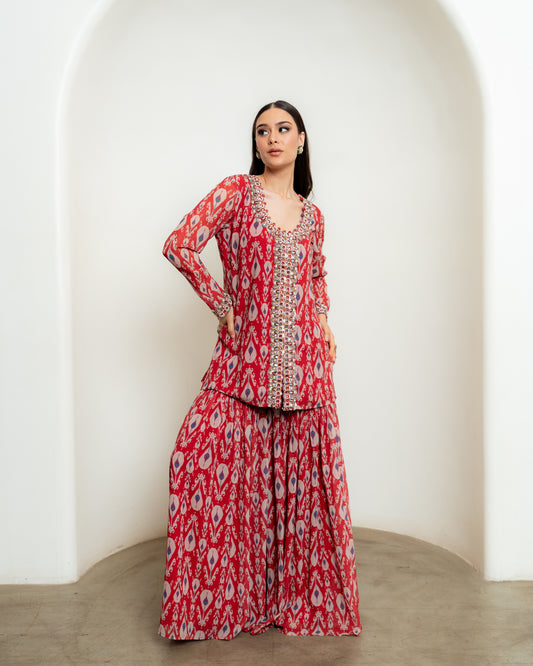 IKAT PRINTED SHARARA SET