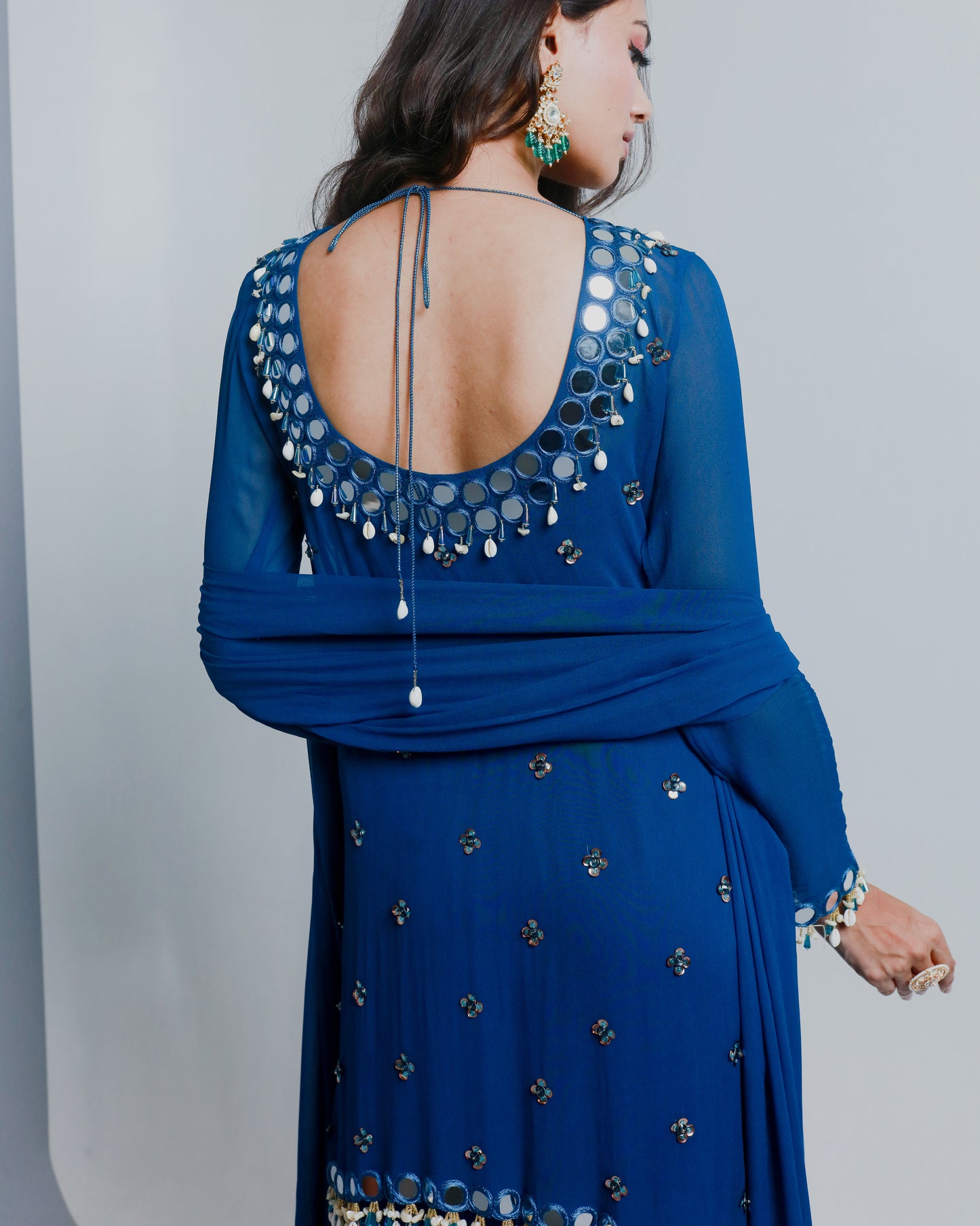 Blue Semi Georgette Sharara Set