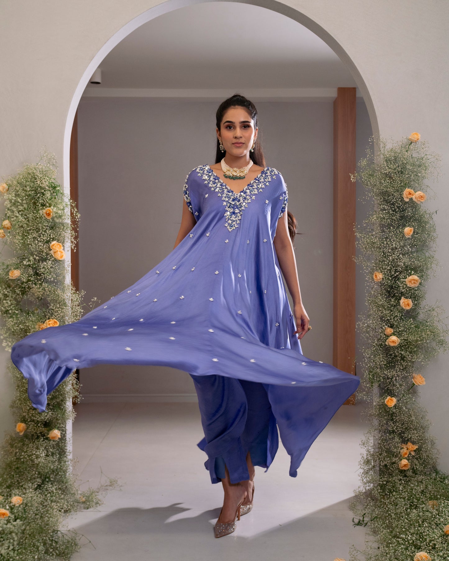 EMBROIDERED KAFTAN WITH OVERLAP PANT