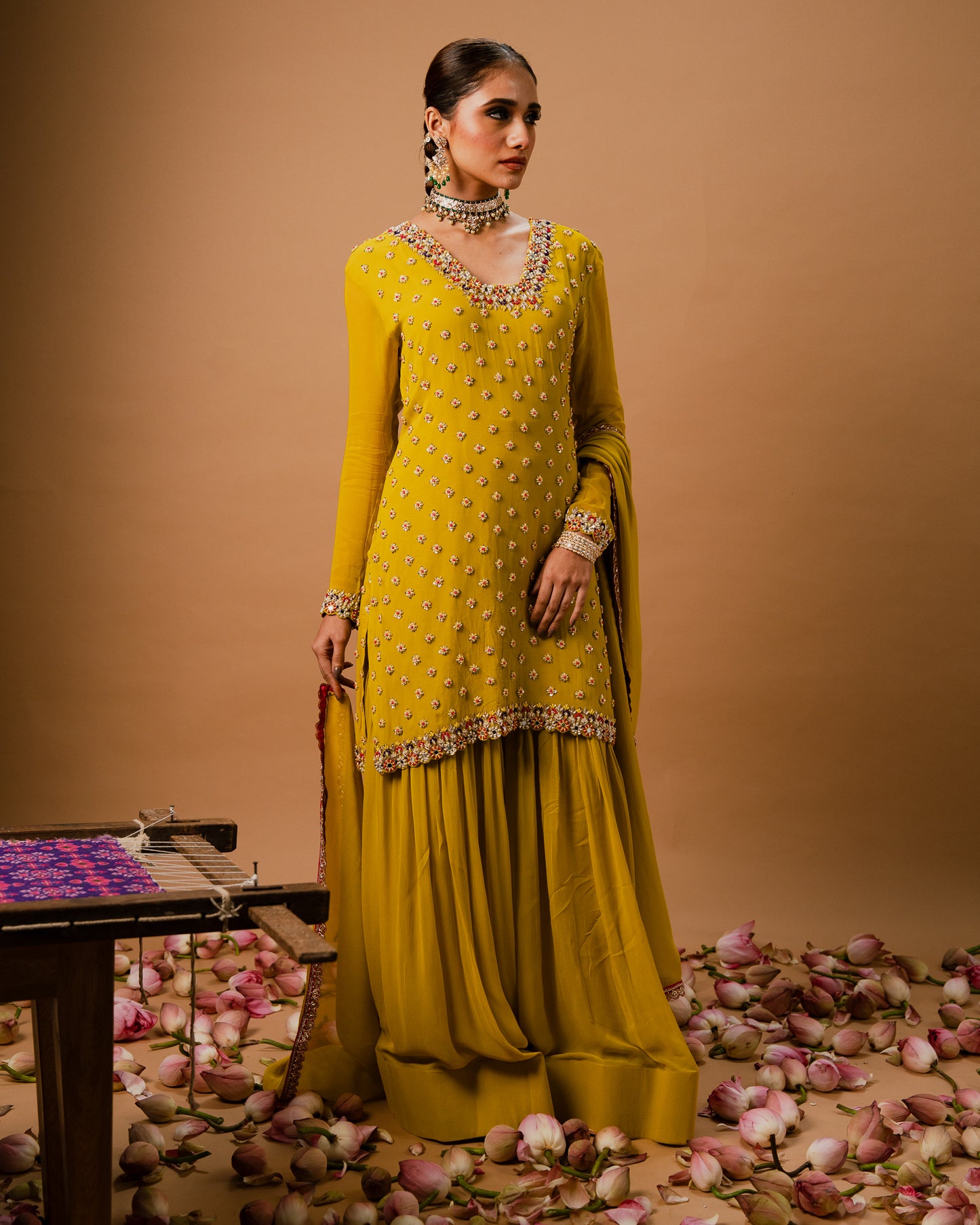EMBROIDERED SHARARA SET