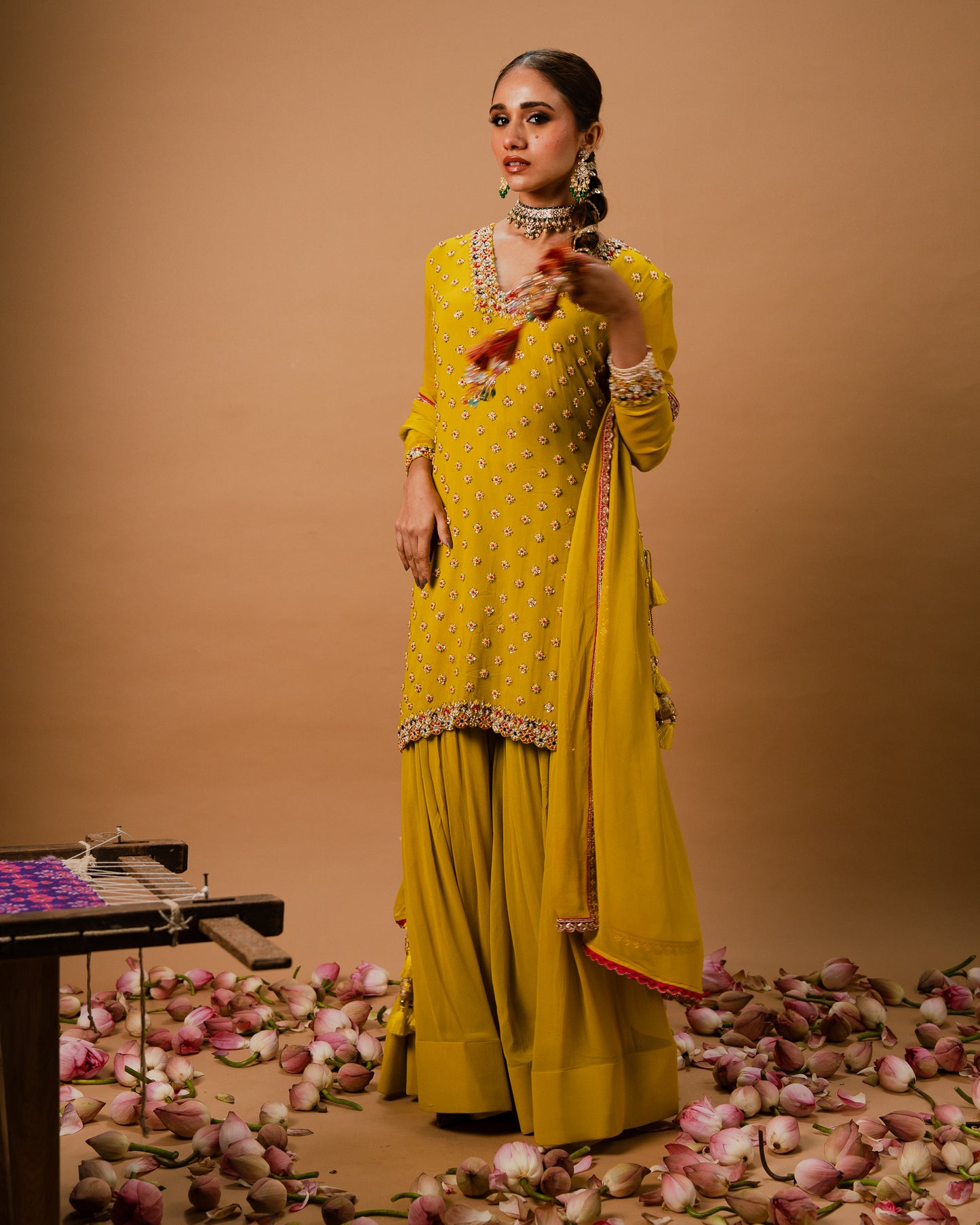 EMBROIDERED SHARARA SET