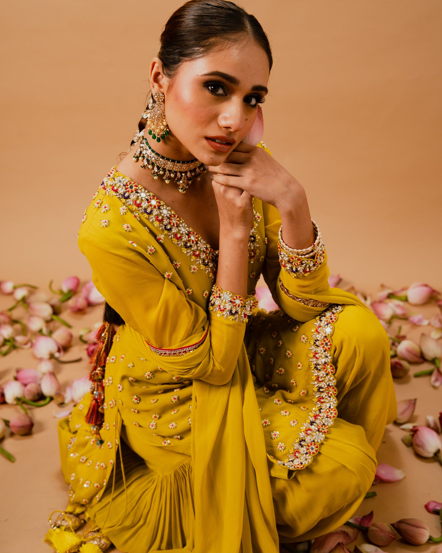 EMBROIDERED SHARARA SET
