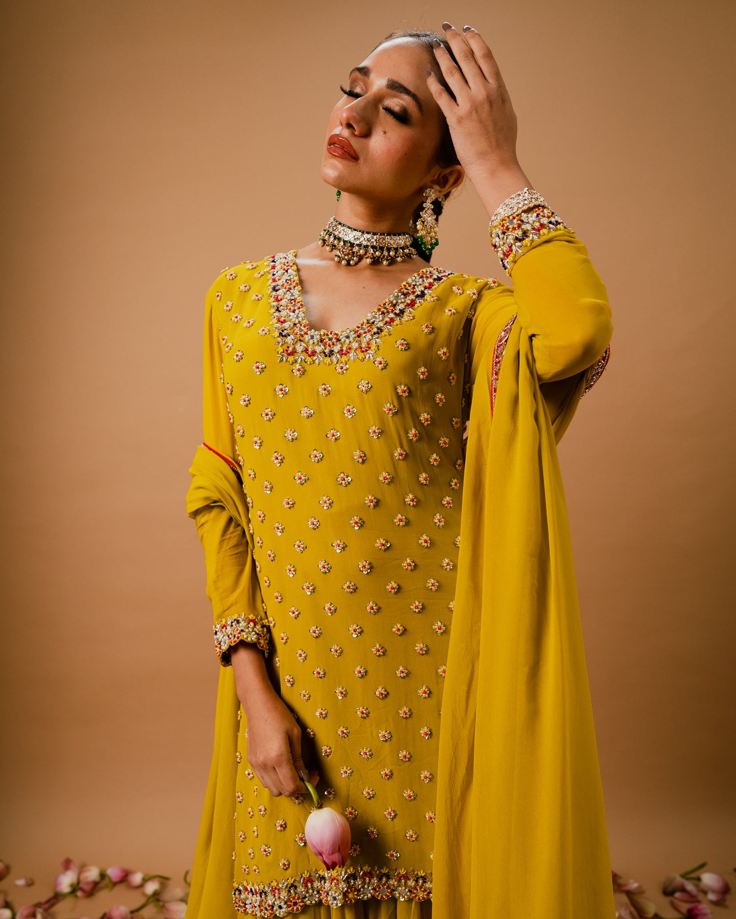 EMBROIDERED SHARARA SET