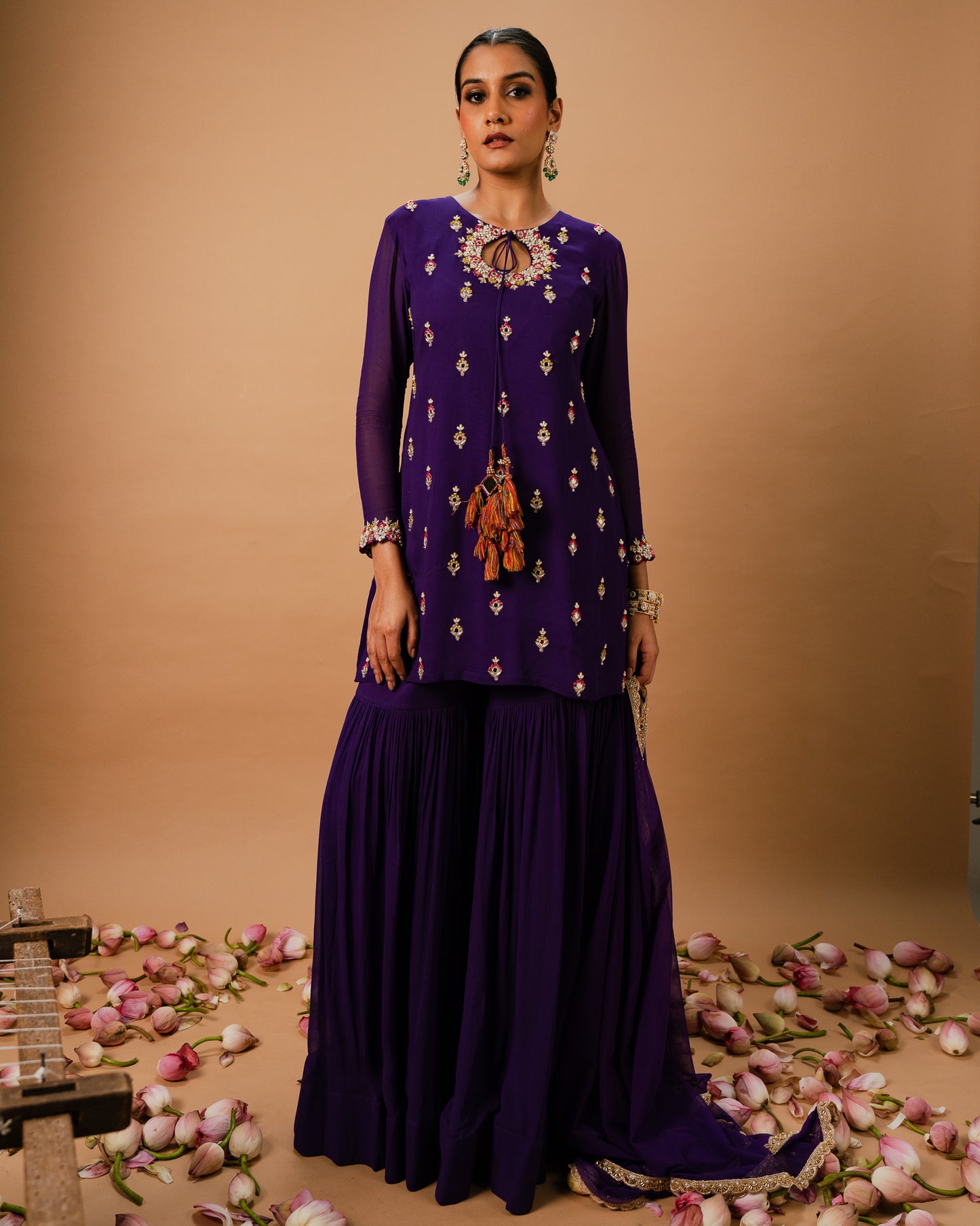 EMBROIDERED SHARARA SET