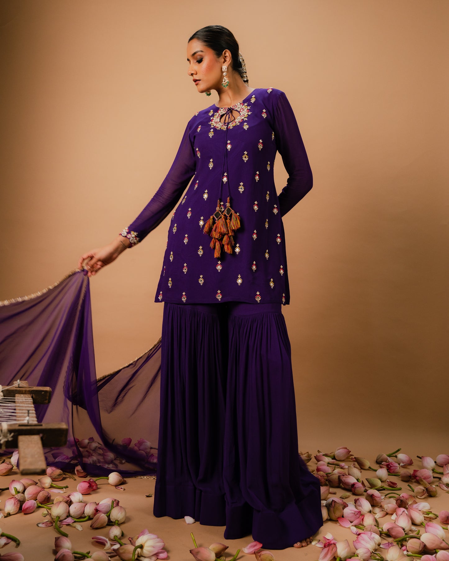 EMBROIDERED SHARARA SET
