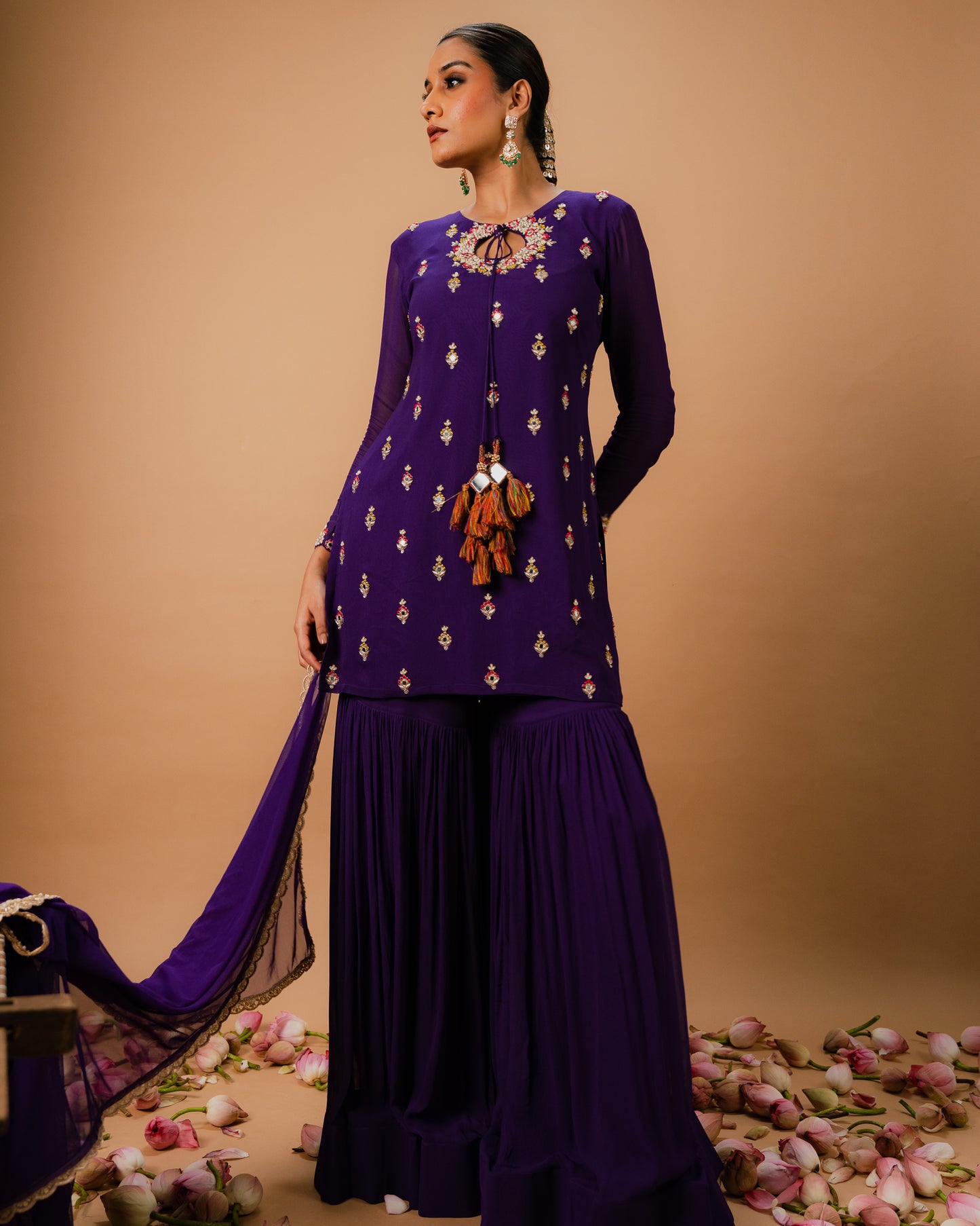EMBROIDERED SHARARA SET