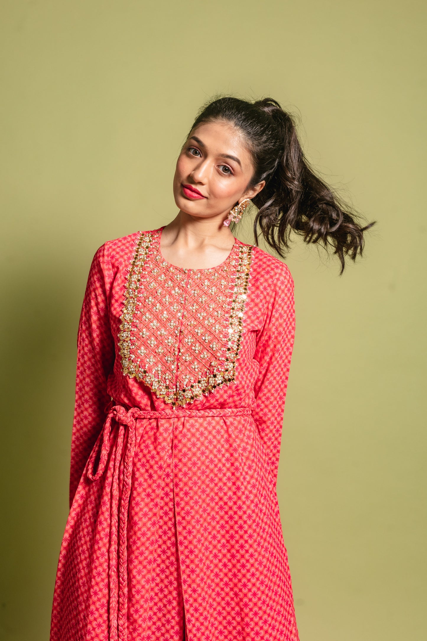 Pink Printed Kurta Set