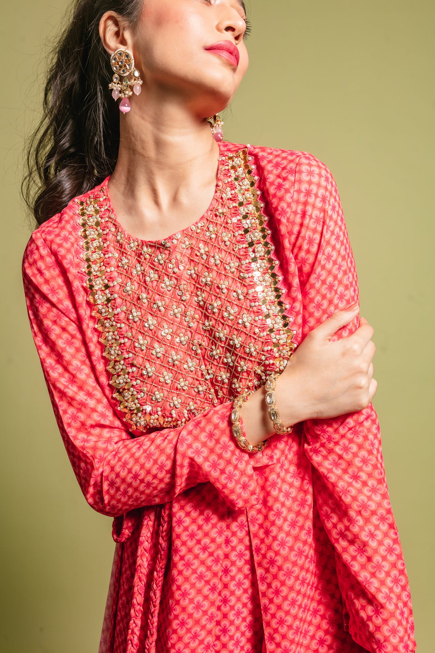 Pink Printed Kurta Set