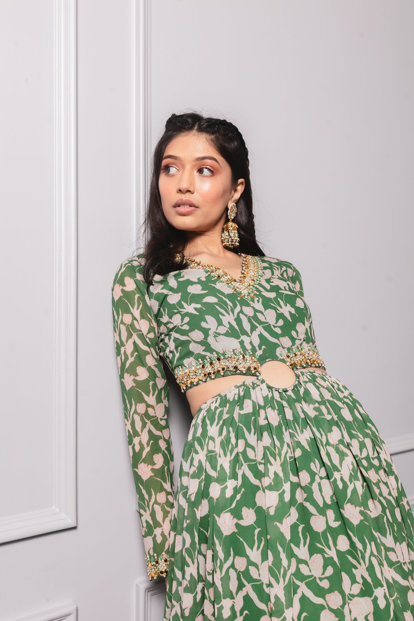 Forest Green Printed Anarkali