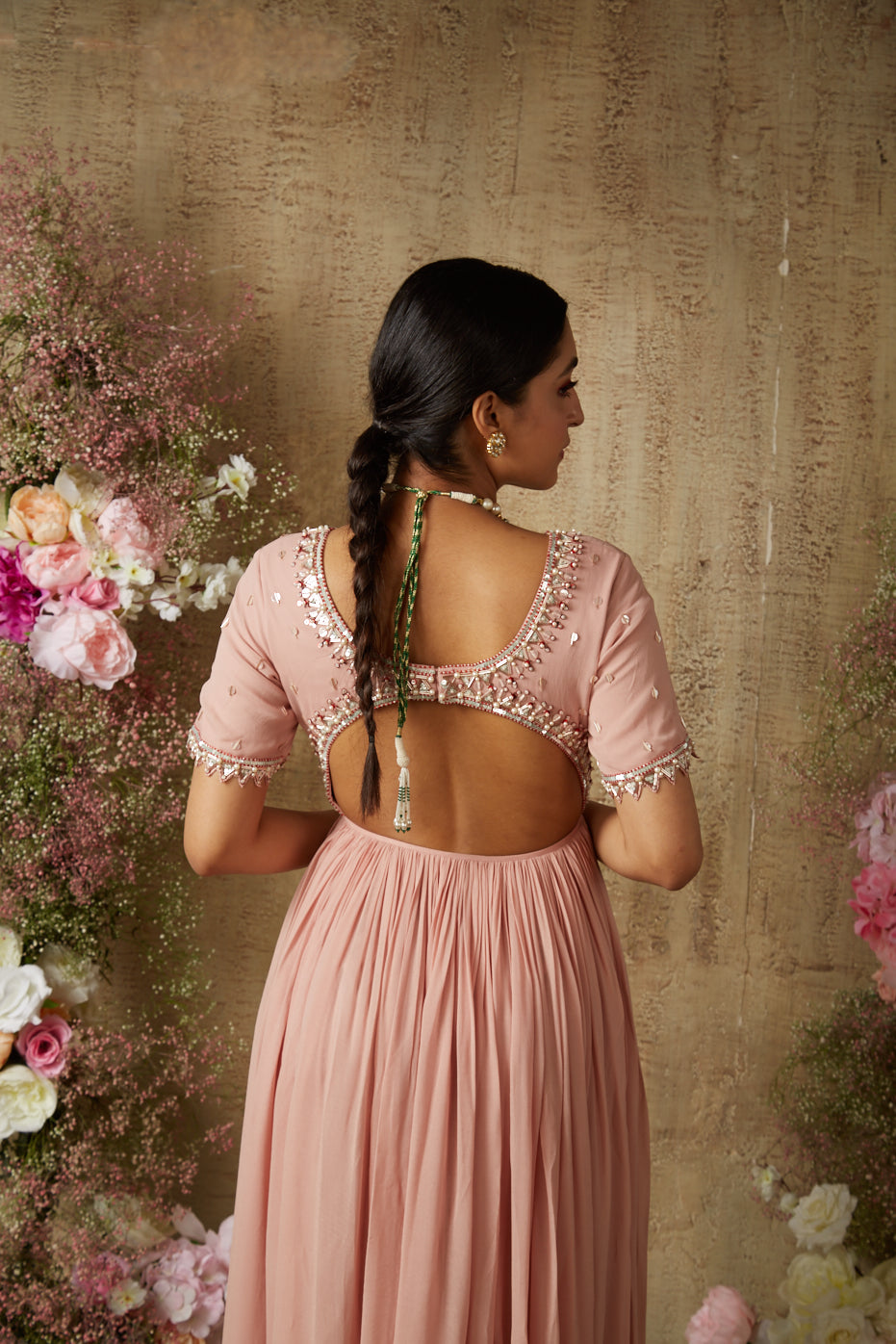 SALMON PINK CUT OUT ANARKALI