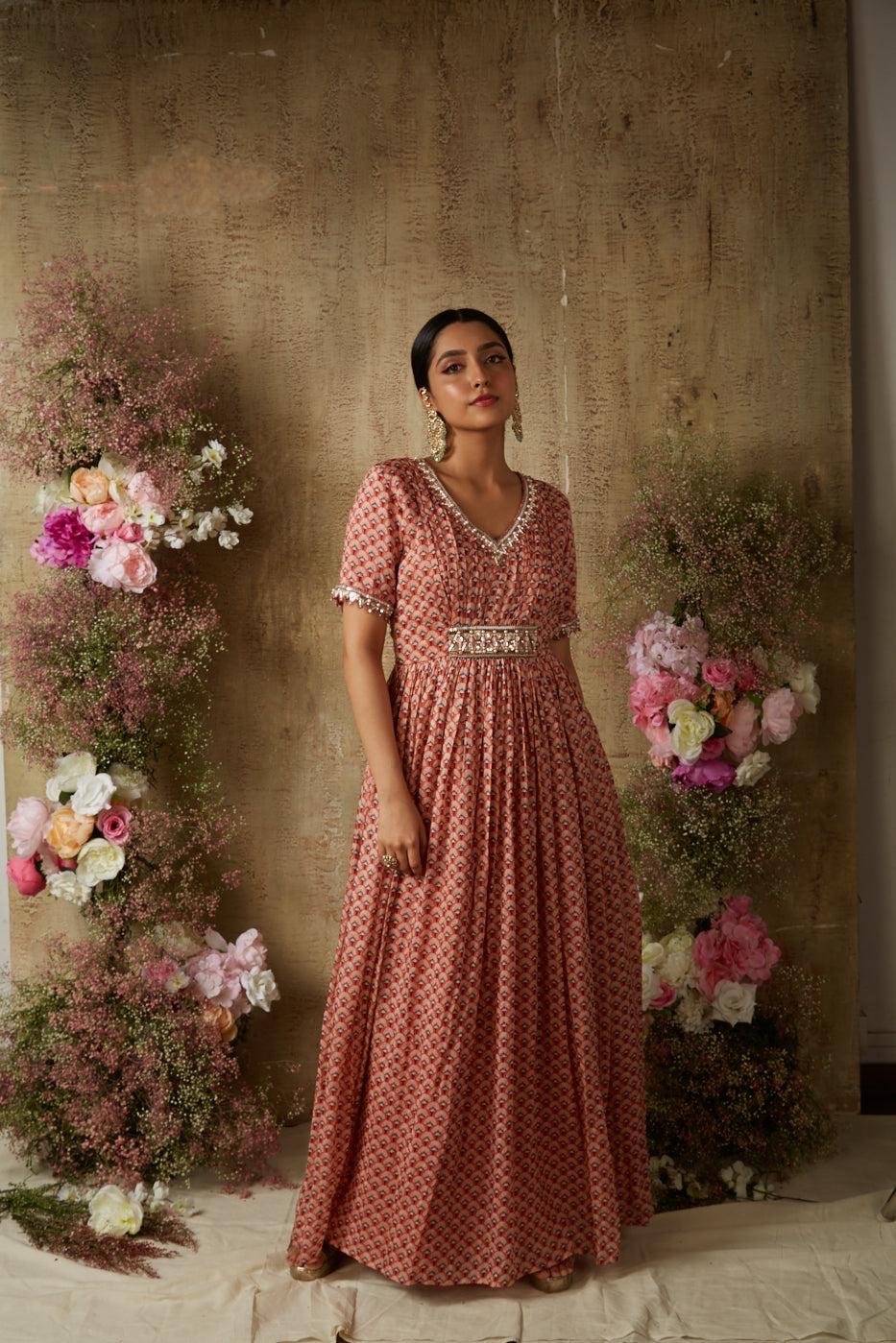 RED PRINT ANARKALI